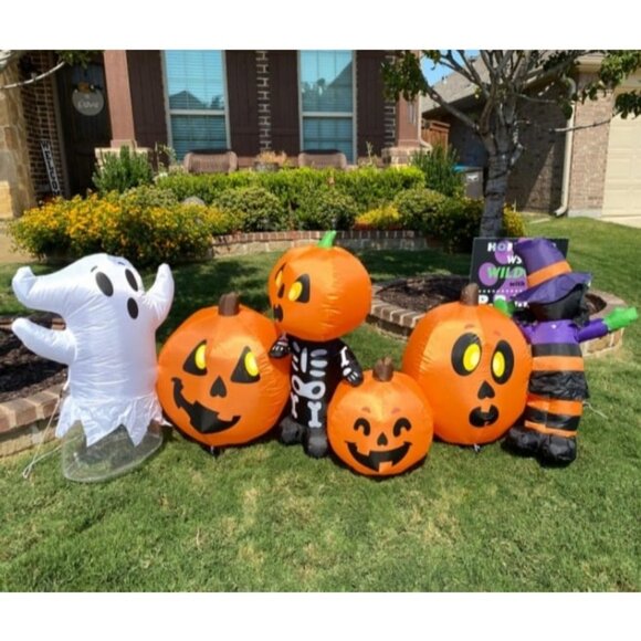 Amazon.com: 8 FT Length Halloween Inflatables Pumpkin  Halloween Inflatable 8 ft Long Three Halloween Characters and Pumpkin